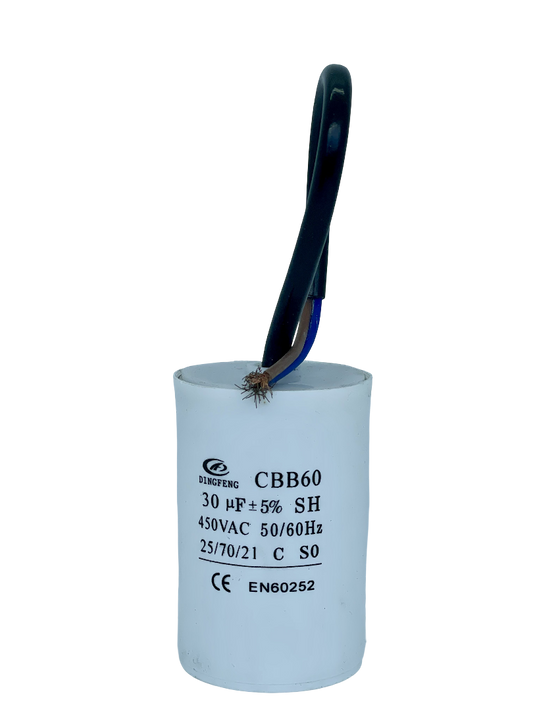 30uF 450VAC - 45x72mm ( runko ). Käynnistyskondensaattori, tarkkuus 5%