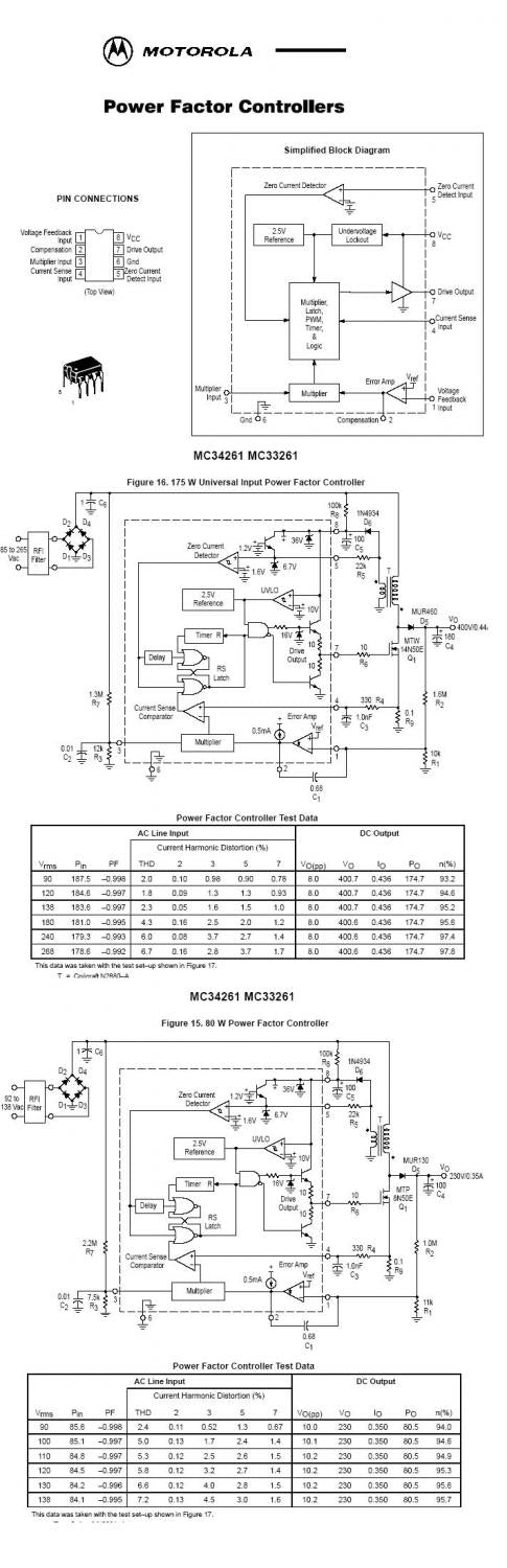 MC33261 -  MC33261P - POWER FACTOR CONTROLLERS  pdip8