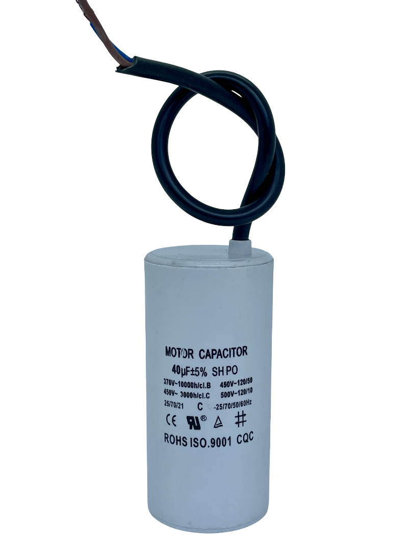 40uF 450ACV - 50x108mm ( runko ). Käynnistyskondensaattori, tarkkuus 5%