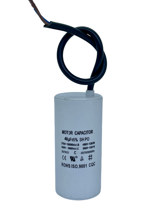 40uF 450ACV - 50x108mm ( runko ). Käynnistyskondensaattori, tarkkuus 5%